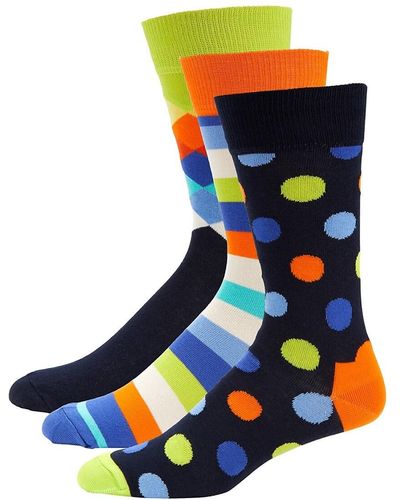 Happy Socks 3-pack Patterned Crew Socks Gift Set - Blue