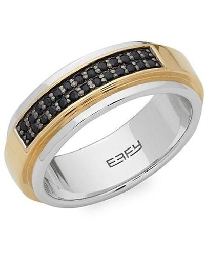 Effy Sterling Silver & Black Sapphire Pavé Ring - White