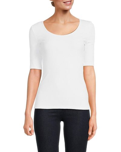 Magaschoni Elbow Sleeve Scoopneck T Shirt - White