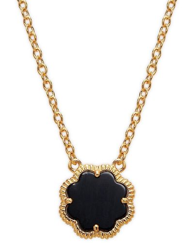 Sterling Forever 14K Goldplated & Mother-Of-Pearl Clover Pendant Necklace - Black