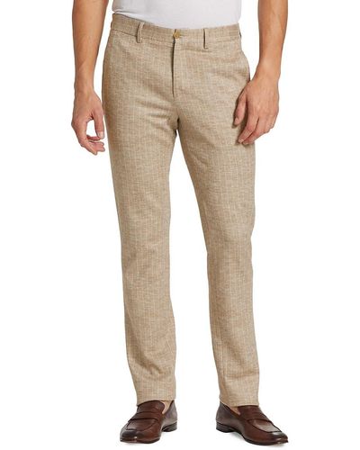 Saks Fifth Avenue Saks Fifth Avenue Pinstriped Wool Blend Trousers - Natural