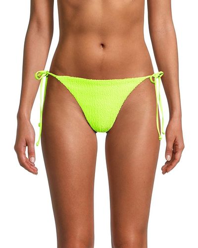 MILLY Lori Textured Bikini Bottoms - Yellow