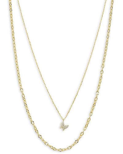 Argento Vivo 18k Yellow Goldplated Sterling Silver & Cubic Zirconia Butterfly Layered Necklace - White