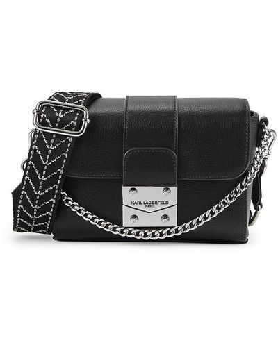 Karl Lagerfeld Jolie Harlow Leather Crossbody Bag - Black