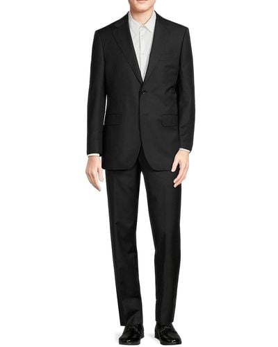 Saks Fifth Avenue Classic Fit Wool Suit - Black