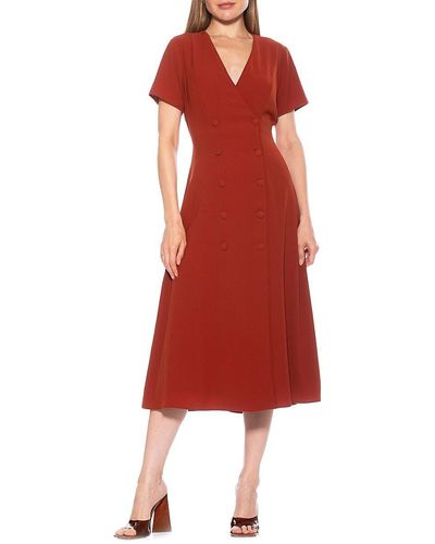 Alexia Admor Faux Wrap Fit & Flare Dress - Red