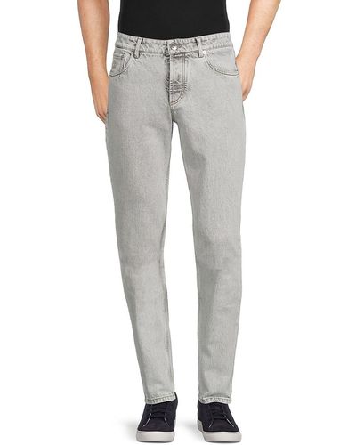 Brunello Cucinelli Traditional Fit Washed Jeans - Grey
