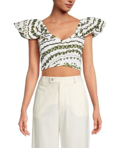 Giambattista Valli Cotton & Silk Crop Top - White