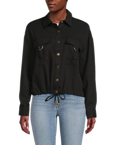Ellen Tracy Flap Pocket Blouson Shirt - Black