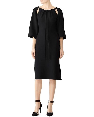 OSMAN Ruched Cutout Midi Dress - Black