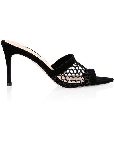 L'Agence Romilly Netted Suede Mules - Black