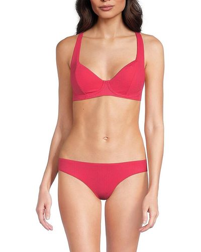 Becca Modern Edge Crisscross Back Bikini Top - Red