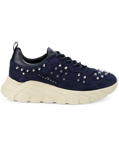 John Richmond Studded Suede & Leather Chunky Trainers - Blue