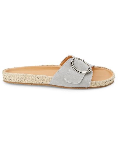 Saks Fifth Avenue Saks Fifth Avenue Francesca Buckle Flat Sandals - White