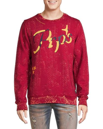 PRPS Acid Wash Logo Crewneck Sweatshirt - Red