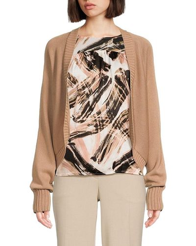 St. John Dkny Solid Open Front Cardigan - Natural