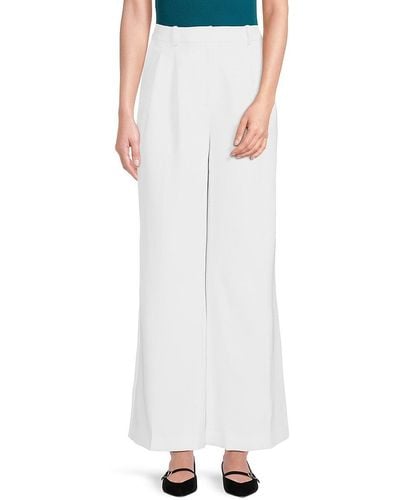 DKNY Pleated Wide Leg Trousers - White