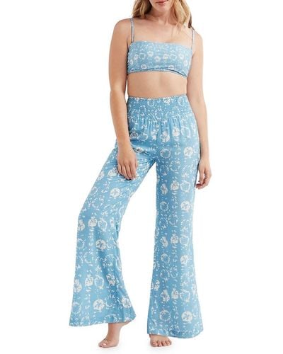 Hermoza Nora Wide Leg Cover Up Pants - Blue