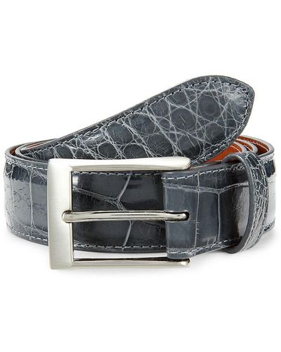 Saks Fifth Avenue Genuine Alligator Leather Lined Belt - Grey
