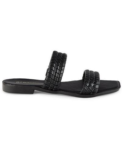 BCBGeneration Lara Dual Strap Flat Sandals - Black
