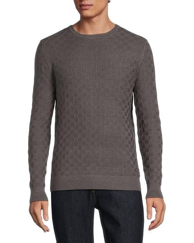 Karl Lagerfeld Basketweave Crewneck Sweater - Gray