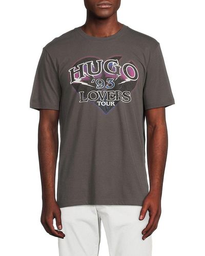 HUGO Daquario '93 Lovers Trour Band T-Shirt - Grey