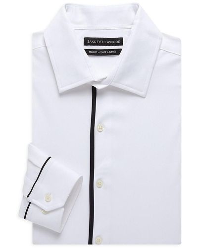 Saks Fifth Avenue Trim-fit Dress Shirt - White