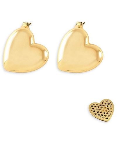 Gabi Rielle Love Struck Luxe 14k Gold Vermeil Puff Heart Stud Earrings - Metallic