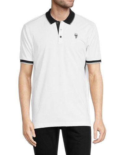 Karl Lagerfeld Karl Patch Contrast Cuff Polo - White