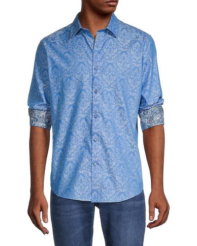 Robert Graham 'Bayview Paisley Jacquard Button Down Shirt - Blue