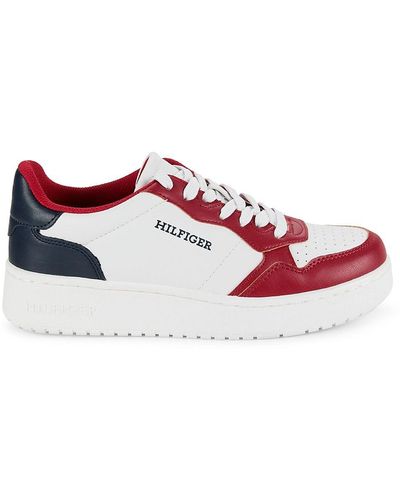Tommy Hilfiger Colorblock Low Top Trainers - Red