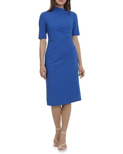 Maggy London Scuba Crepe Midi Sheath Dress - Blue