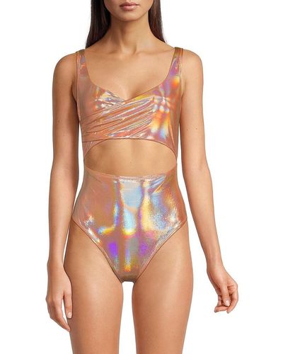 Hutch Abstract Cutout Wrap One Piece Swimsuit - Multicolor