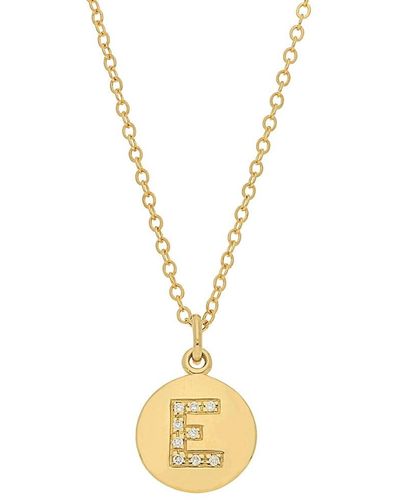 Nephora 14k & Diamond E Pendant Necklace - Metallic