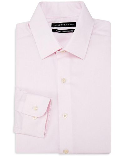 Saks Fifth Avenue Trim Fit Solid Dress Shirt - Pink