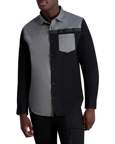 Karl Lagerfeld Colorblock Slim Fit Shirt - Black