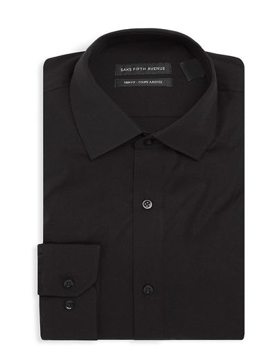 Saks Fifth Avenue Trim-Fit Dress Shirt - Black