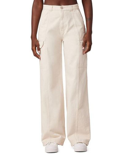 Hudson Jeans Wide Leg Denim Cargo Trousers - Natural