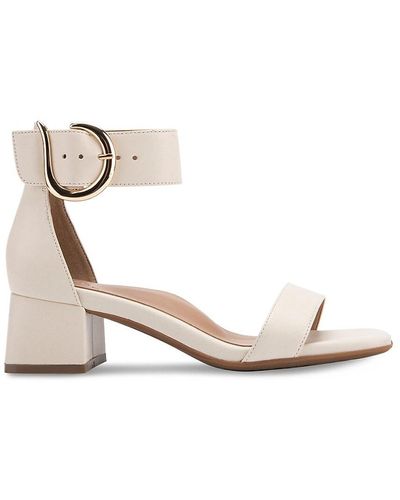 Aerosoles Eliza Metallic Leather Ankle Strap Sandals - White