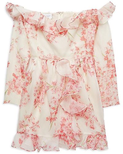 Giambattista Valli Floral Off Shoulder Silk Mini Dress - Pink