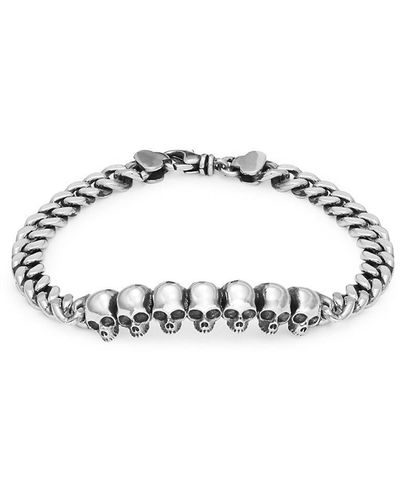 King Baby Studio Sterling Skull Beaded Bracelet - Metallic