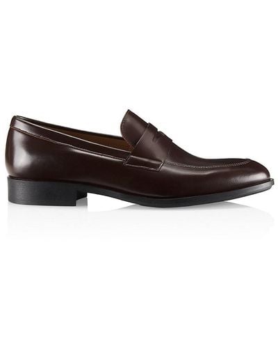 BOSS Eastside Leather Penny Loafers - Brown