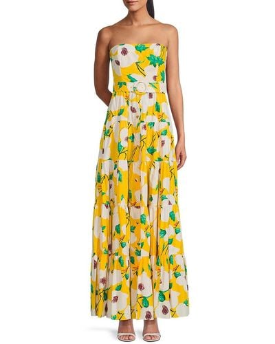 Cara Cara Regina Floral Tiered Maxi Dress - Yellow