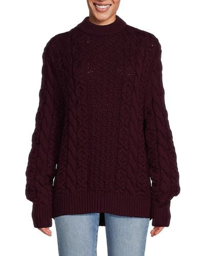 Brandon Maxwell 'Cable Knit Virgin Wool Sweater - Purple
