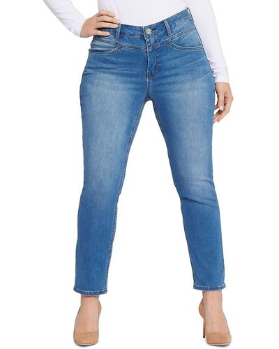 Seven7 High Rise Yoke Ankle Straight Jeans - Blue