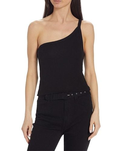 ATM Rib Knit One Shoulder Cami - Black