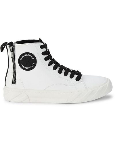 Karl Lagerfeld High-Top Leather Sneakers - Black