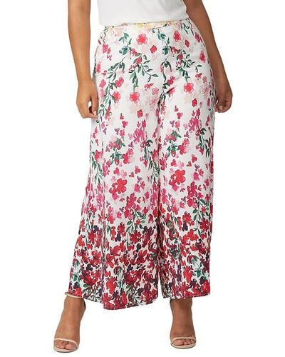 Marchesa Floral Wide Leg Trousers - Red
