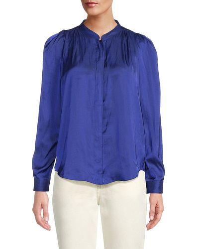 Zadig & Voltaire Touchy Solid Satin Top - Blue