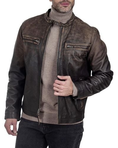 Frye Caf Racer Leather Jacket - Black